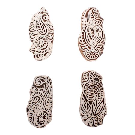 Set of 4 Piece New Mix Wooden Printing Blocks